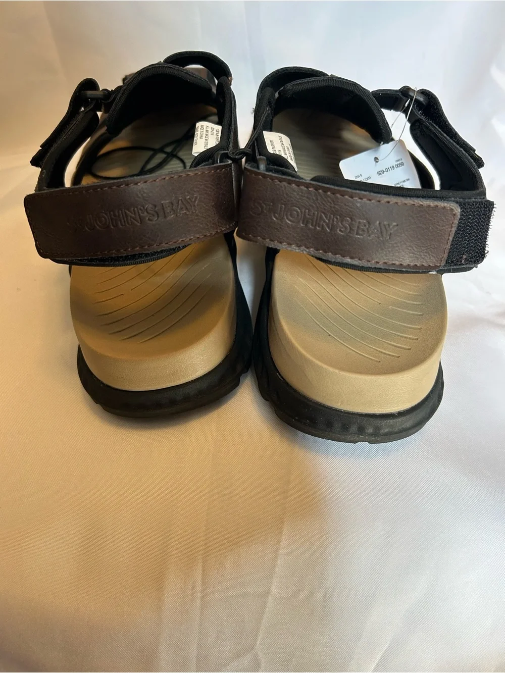 St. John's Bay Men's Dark Brown Leather-Look Fisherman Sandals